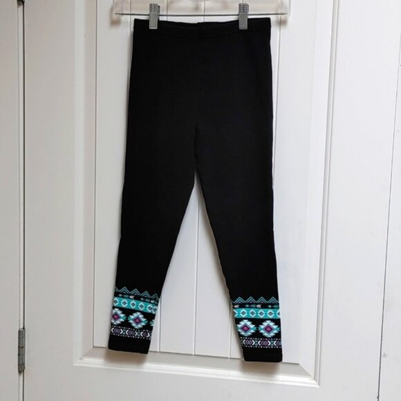 3/$25 Children black leggins pants with turquoise pattern - Picture 2 of 7